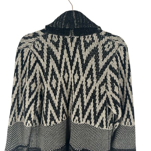 Lucky Brand Sweater Womens 1X Black Cardigan Wool Blend Open Front Long Boho - Picture 10 of 16